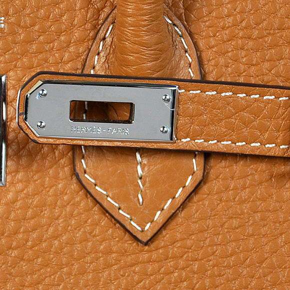 Super A Replica Hermes Birkin 25CM Tote Bags Togo Leather Camel Silver 60799